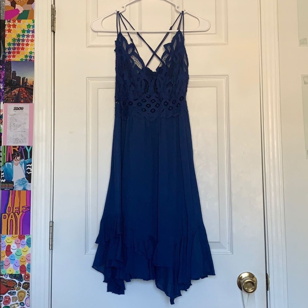 Free People Adella Slip Dress (Blue Lace)